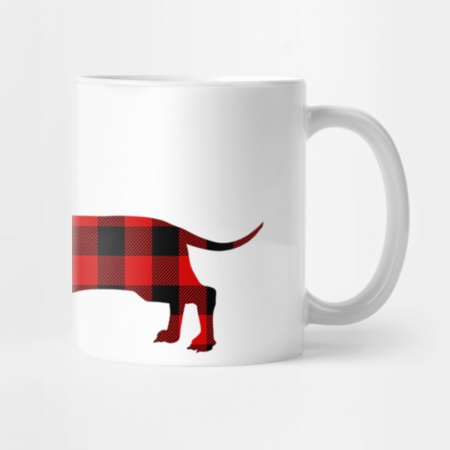 Dachshund Red Buffalo Plaid Christmas by Xamgi